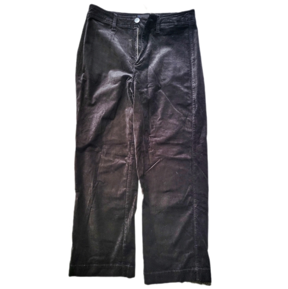 Paige // Women's Nellie Velvet Cropped Wide Leg Jeans // S28 / Black - Picture 6 of 7